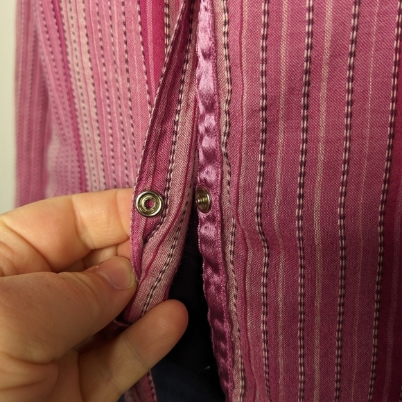 Harley Davidson pink purple striped collared button up shirt L - Picture 4 of 9
